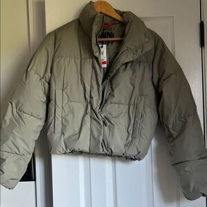Garage Olive Green Cropped Puffer